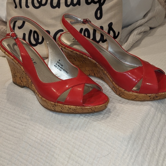 Rampage | Shoes | Sz 8 Red Patton Leather And Cork Wedge | Poshmark